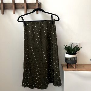 Sanctuary women’s sage polka dot midi skirt BNWT